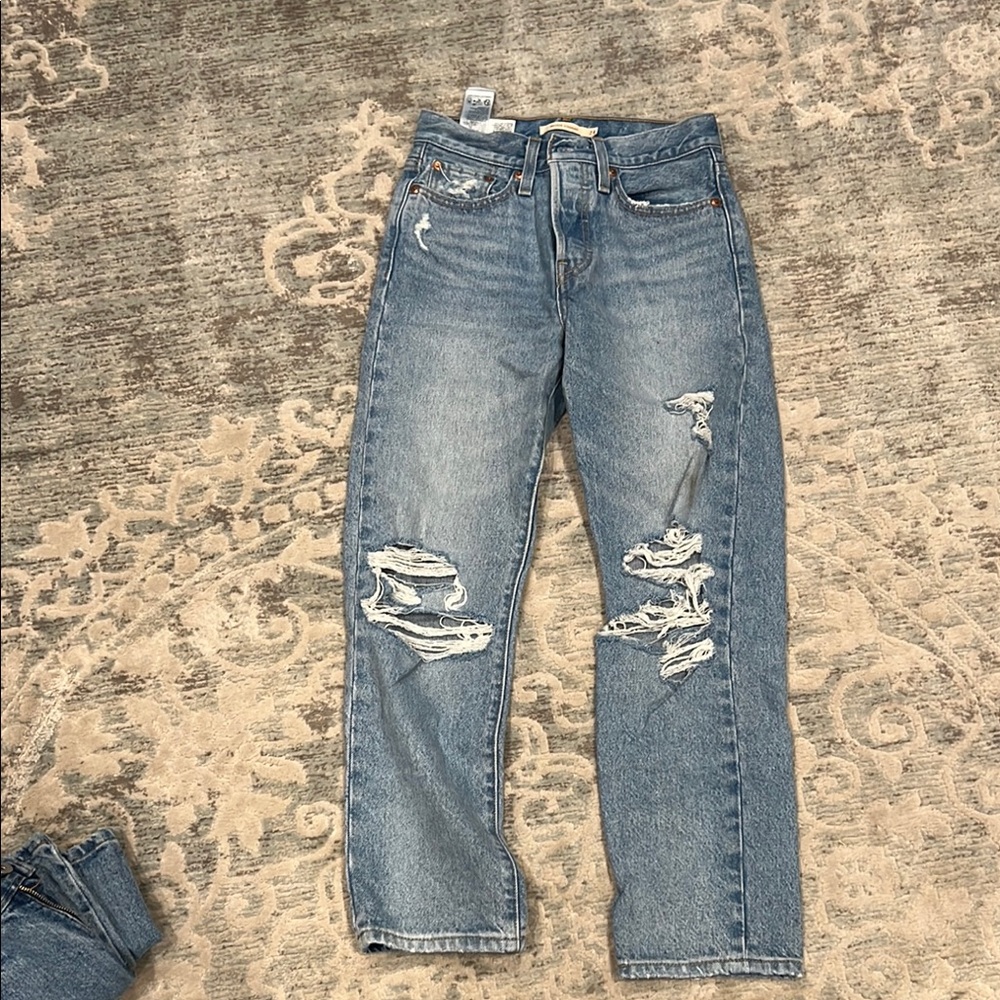 Distressed Blue Jeans